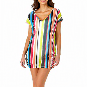 Anne Cole Mesh Tunic Swim Cover-Up Multicolor Stripe XS/S